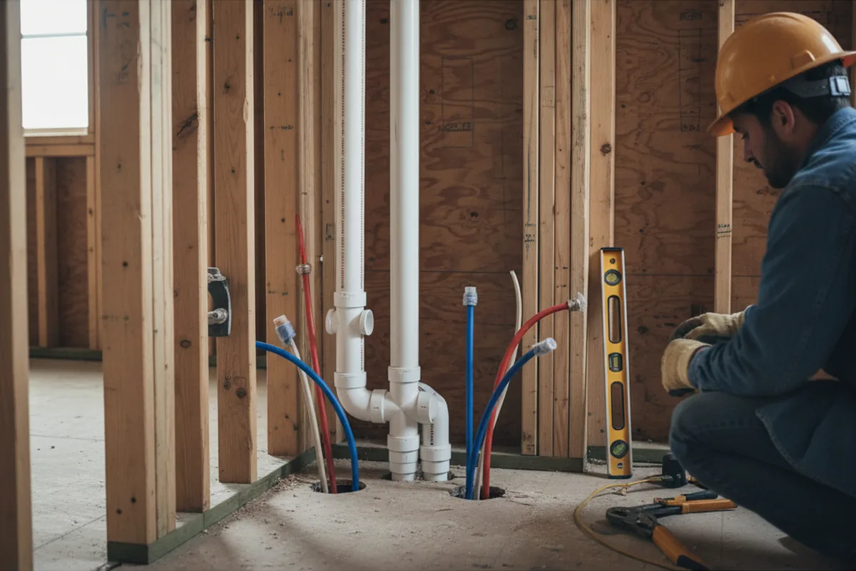 Drain and supply rough-in during Drain Cleaning in Clarksboro