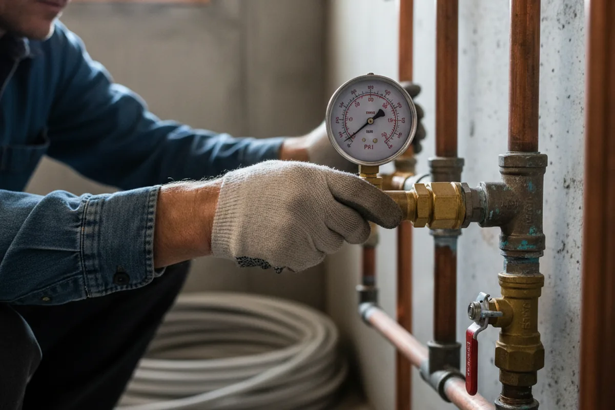 Pressure testing a repaired line during Water Line Repair in Clarksboro